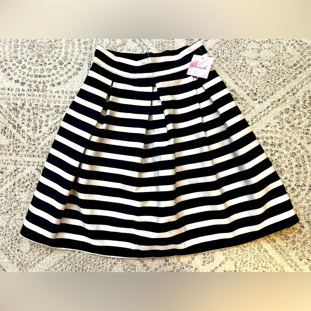 NWT Chic Wish Striped Pleated Skirt
